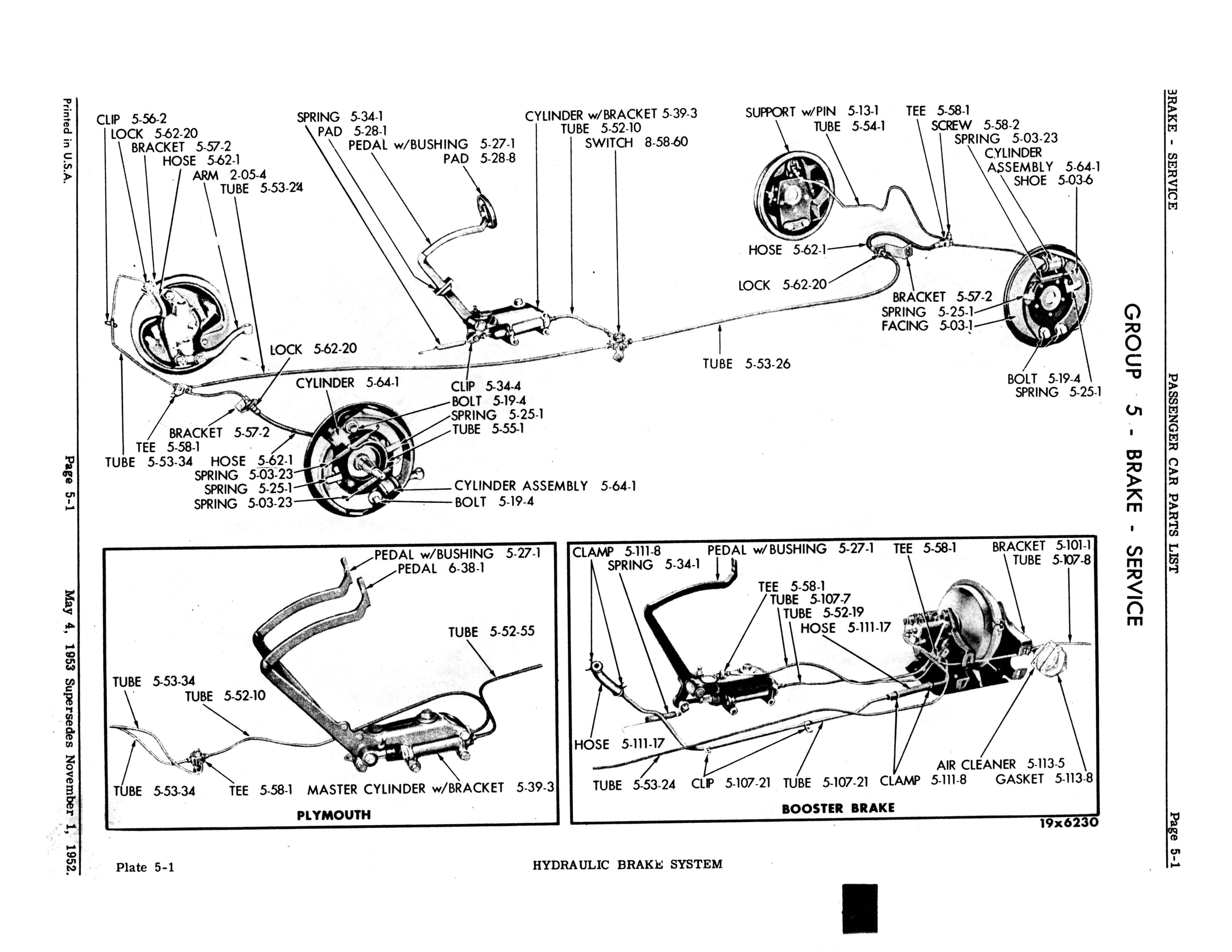 1939 Chrysler Brake Service Parts List